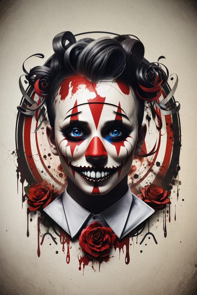 Freak Show Clown Artwork Design dunkel